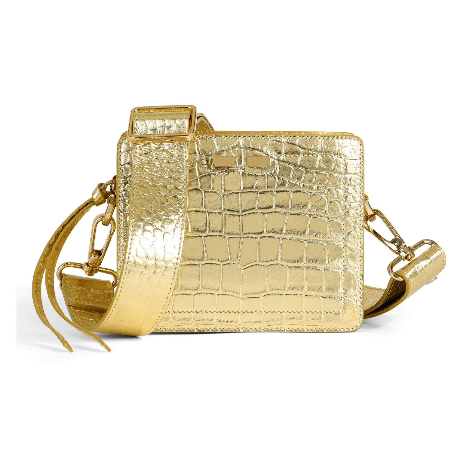 Fairfax in Metallic Gold Croc – BENE Handbags