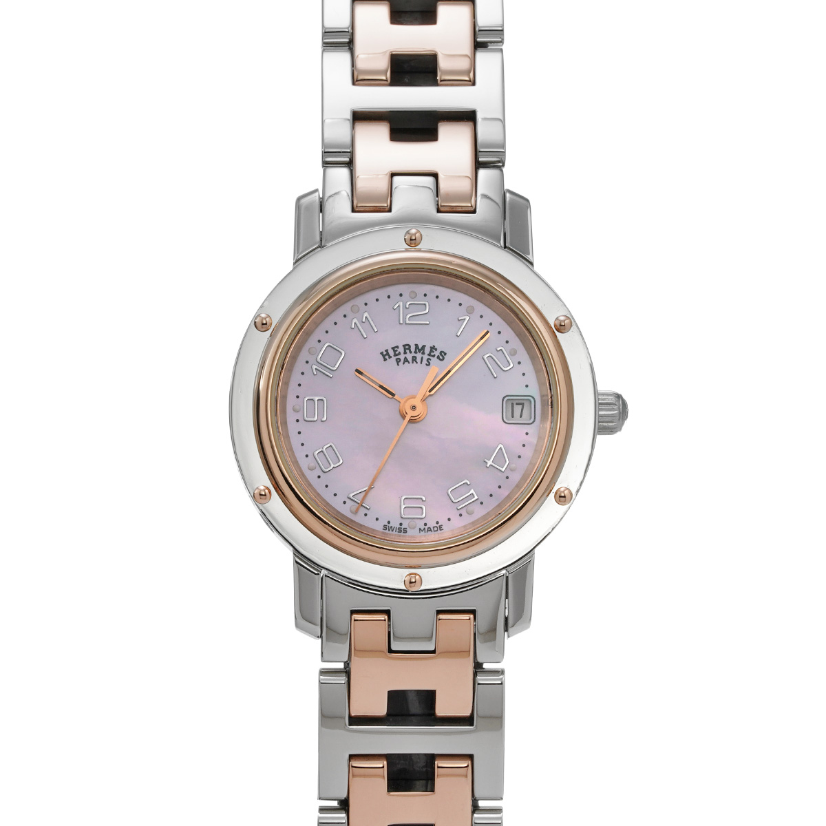 エルメス クリッパー ナクレ CL4.221 ピンクシェル レディース 時計