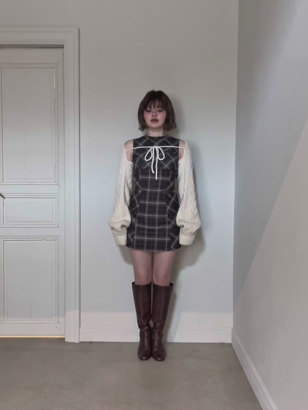 ANDMARY】Mimi check set mini dress