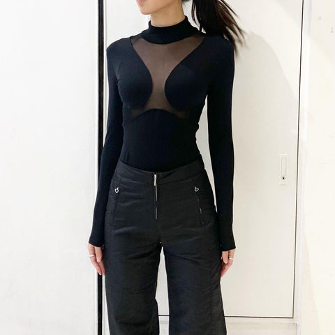 FETICO】NYLON JERSEY TURTLENECK BODYSUIT / 【JOHN】 Zip Nylon