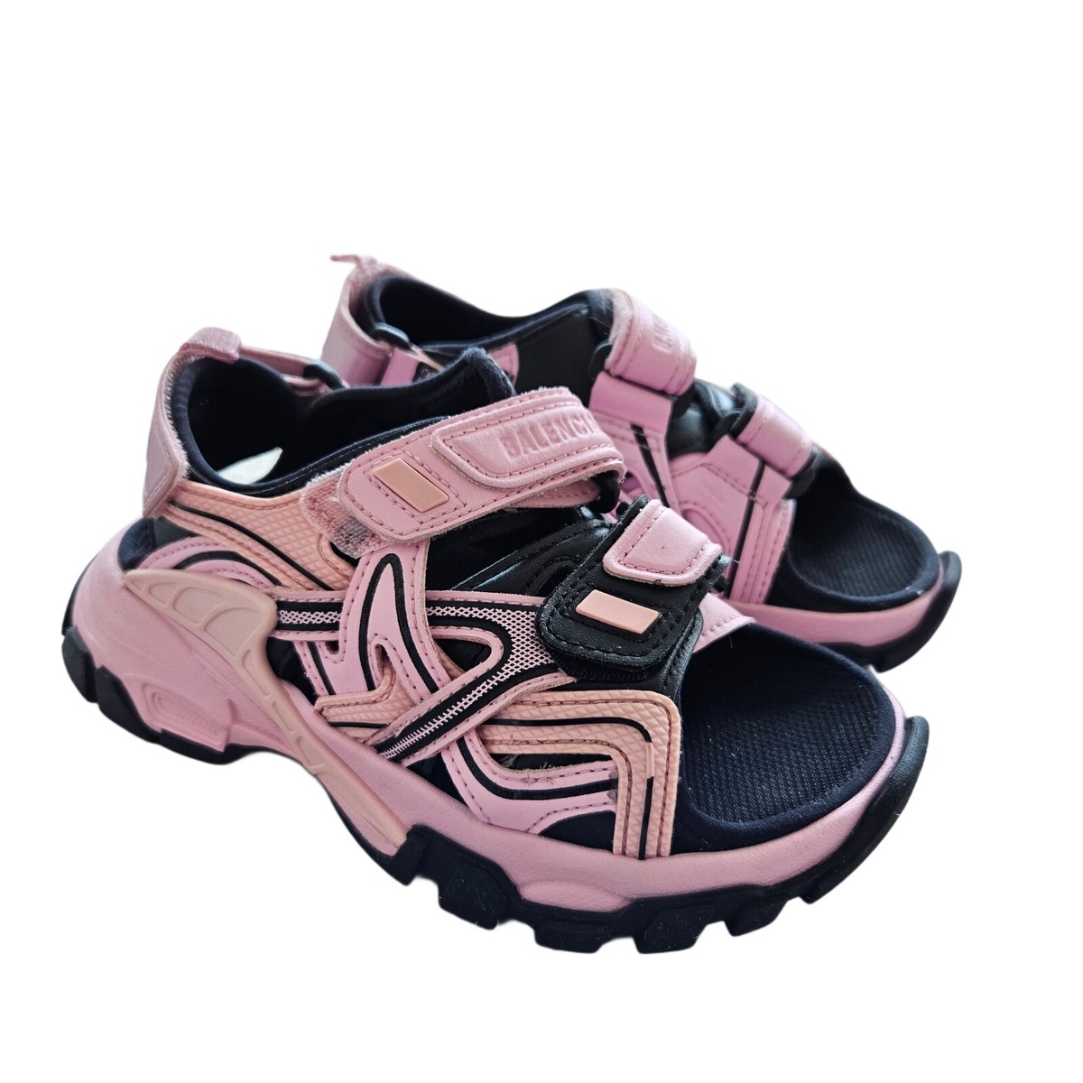 Balenciaga Pink/Black Track Sandal For Kids | eBay