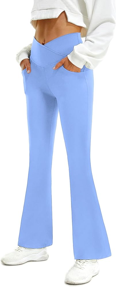 Amazon.com: FireSwan Womens Crossover Flare Leggings with Pockets