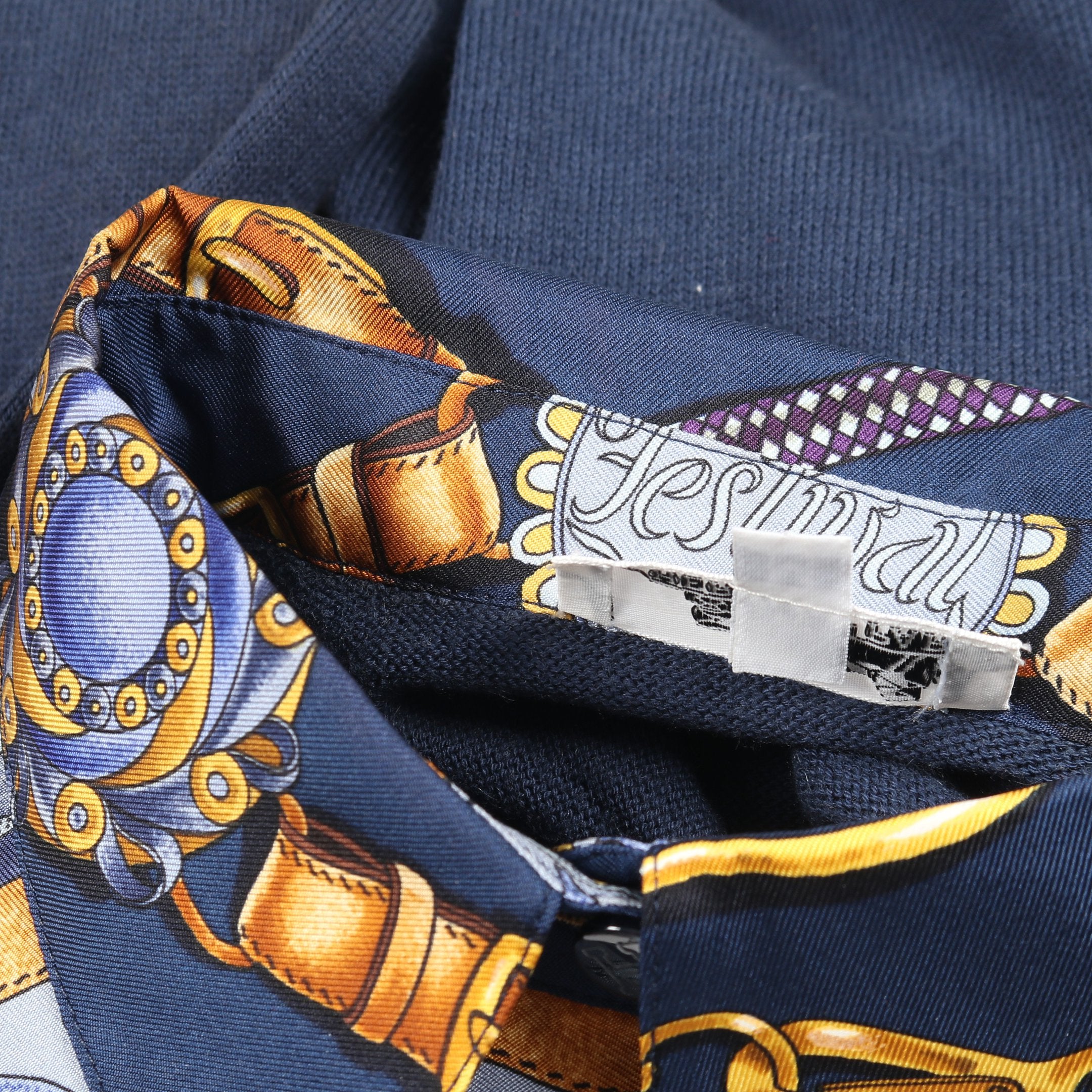 ニット シャツ スカーフ チェーン シルク コットン カシミヤ ネイビー