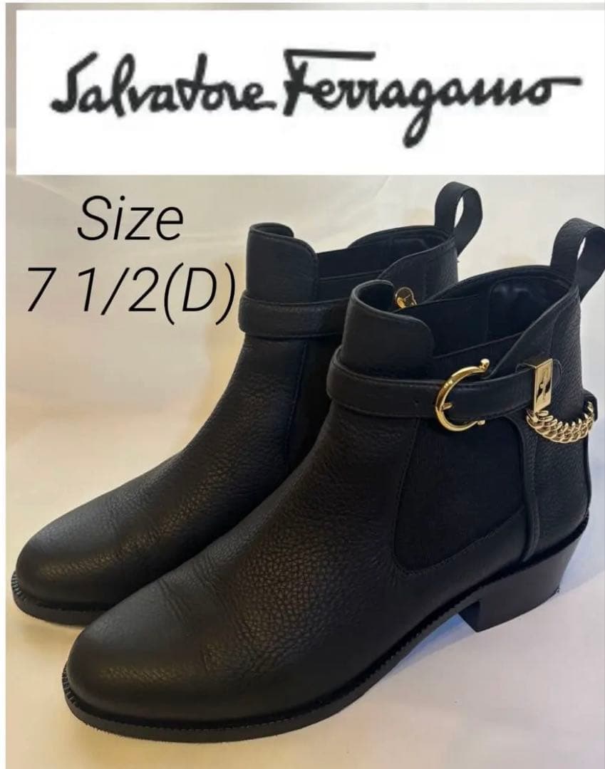 【美品】フェラガモ チェーン付きガンチーニショートブーツ 7 1/2サイズ 中古・古着通販】Salvatore Ferragamo (サルヴァトーレ フェラガモ