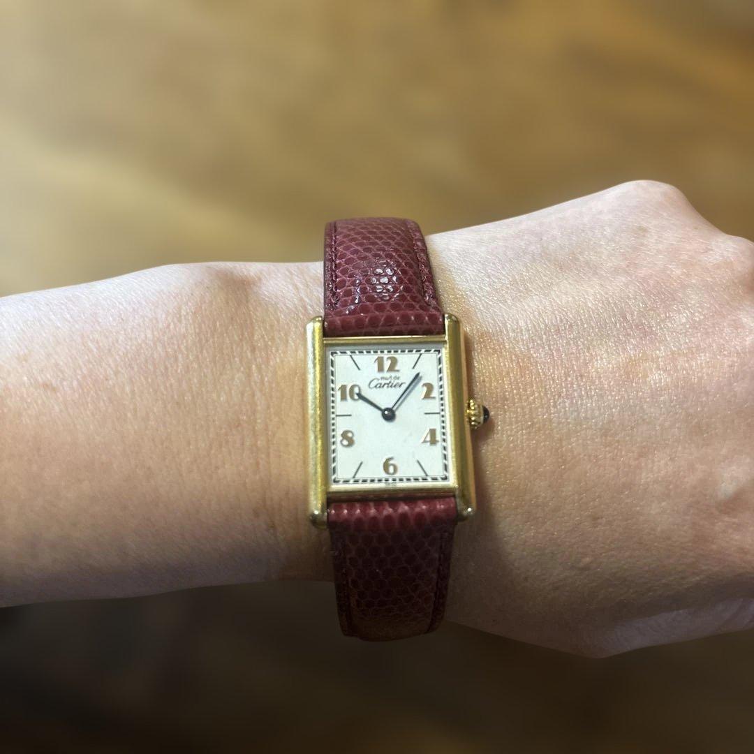 カルティエ CARTIER マストタンク SM ヴェルメイユ クォーツ 中古】CARTIER MUST TANK SMALL MODEL VERMEIL カルティエ マスト