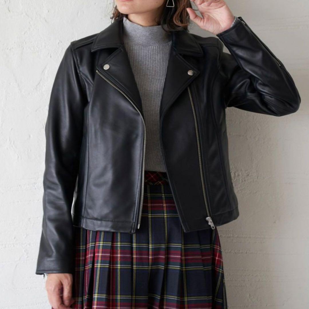 ✨美品✨もりのがっこう ラムレザー ダブルライダースジャケット ブラック ラムレザー ダブルライダースジャケット(ブラック) | もりのがっこう公式