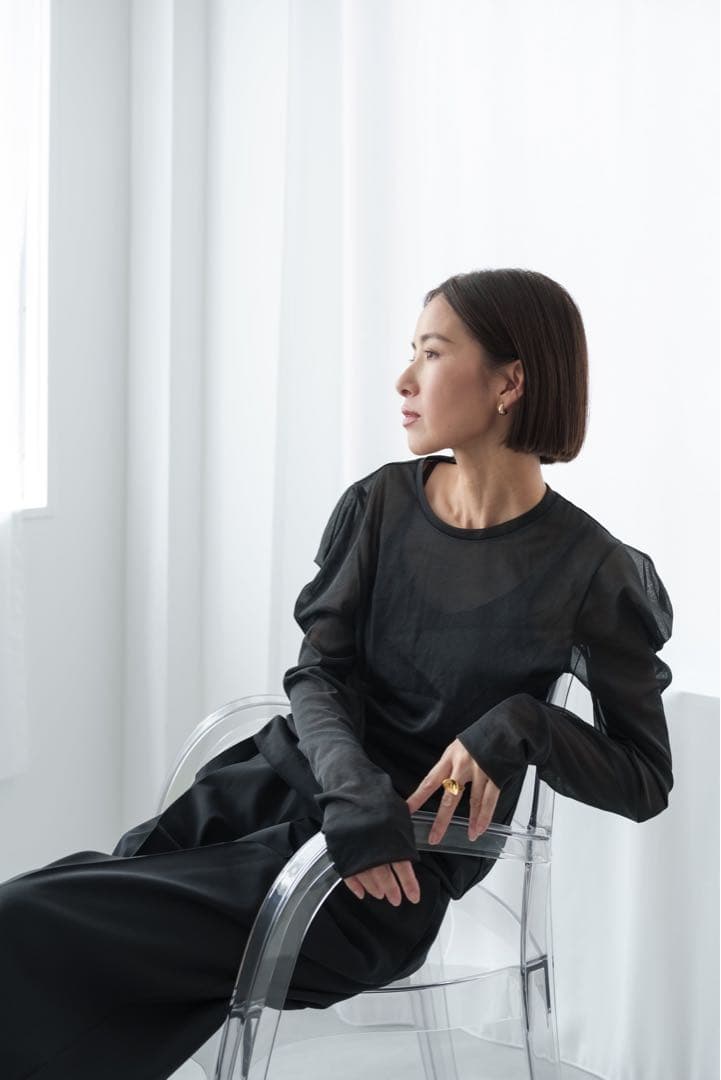 トップス roughlow Edge Sheer Tops(black Edge Sheer Tops(black) ご注文から1週間前後で発送 | roughlow