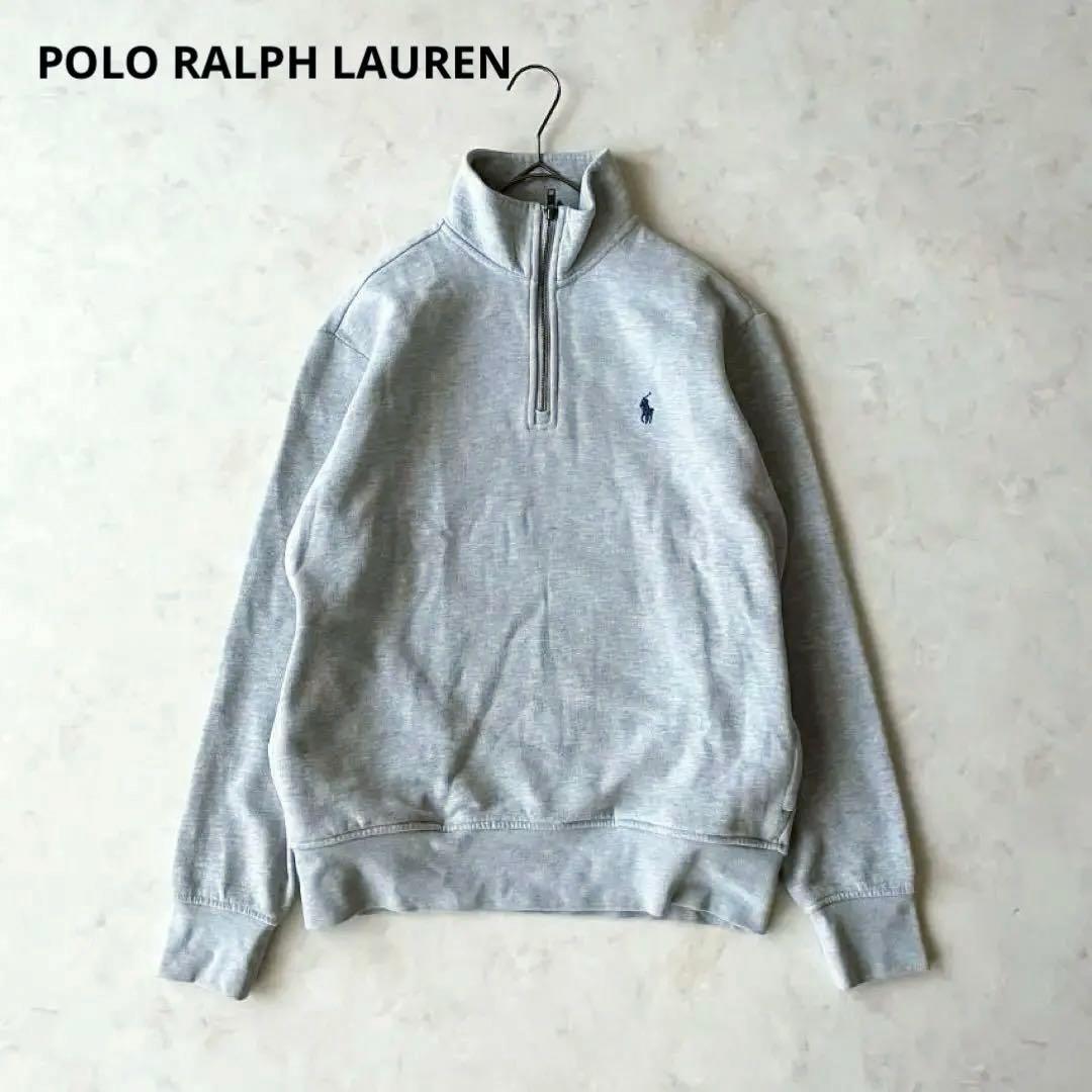 現行✨ポロラルフローレン ハーフジップスウェット 裏起毛 グレー M POLO RALPH LAUREN（ポロ・ラルフローレン） ポロ ラルフローレン
