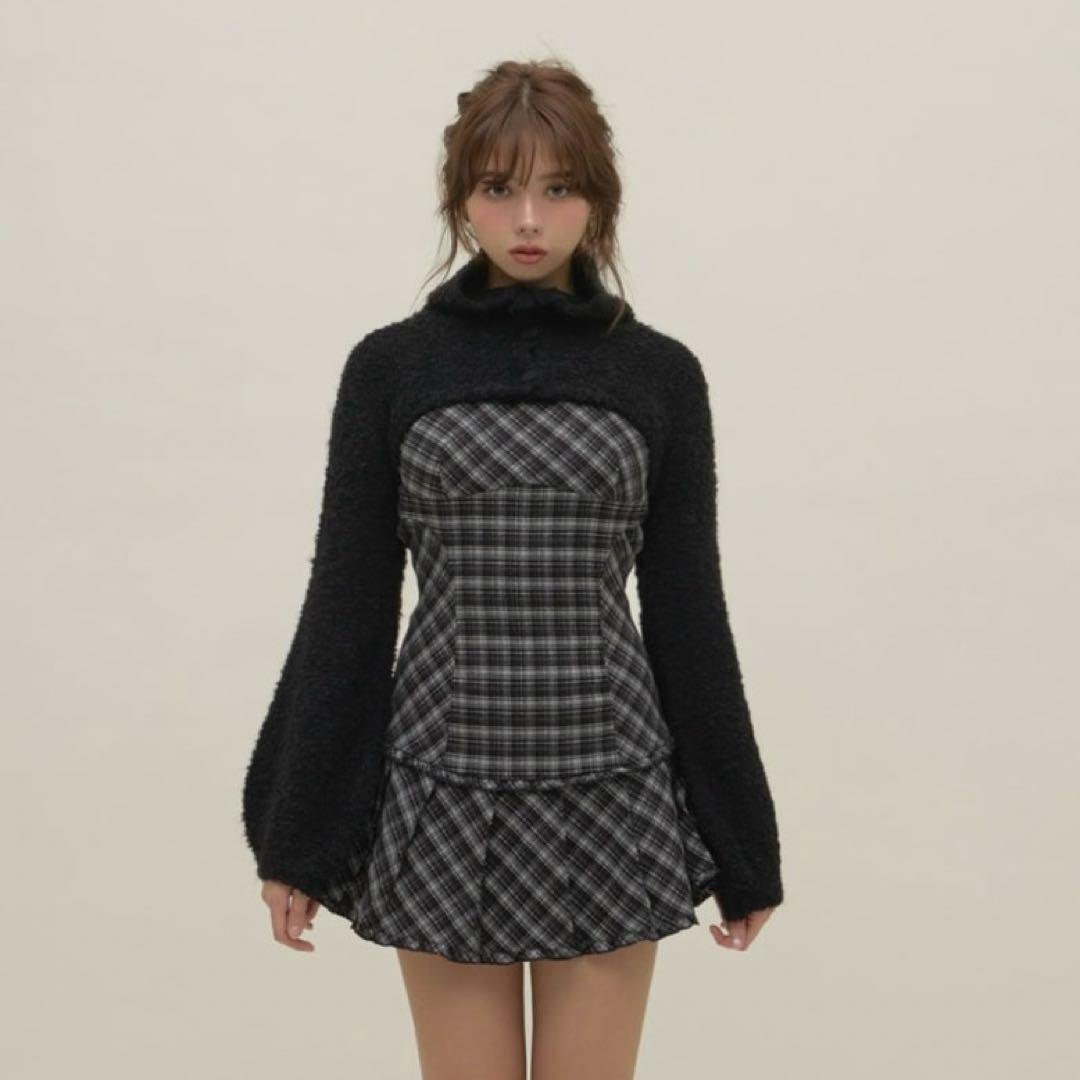 Lulu check set mini dress アンドマリー ワンピース andmary Lulu check set mini dress black - メルカリ