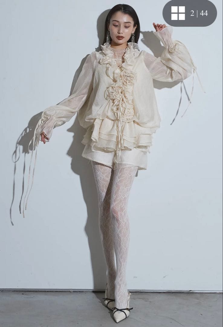 ANDREA&Co. フリルチュニックセットアップワンピース　アイボリー フリルチュニックワンピース